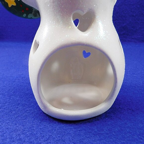 Hallmark Ceramic Heart Snowman Tealight Candle Holder Christmas w Wreath - Picture 10 of 12